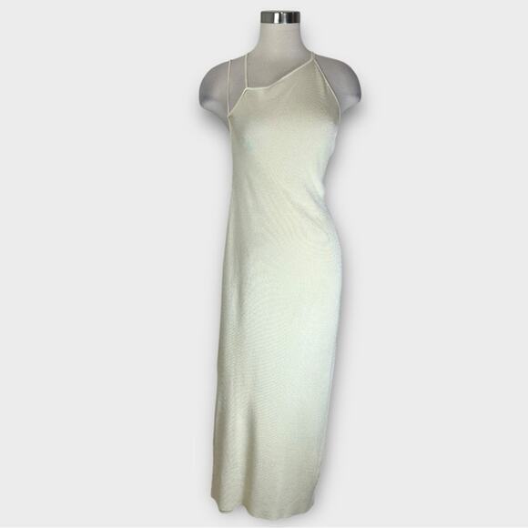 Auteur Studio Nour Rib Knit Maxi Dress Women’s Size XL Ivory Sheath Strappy - Picture 2 of 16